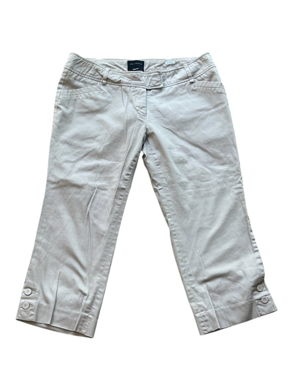 THE LIMITED Drew Fit Capri Crop Pants Cream Khaki Colour Size 8 Cotton